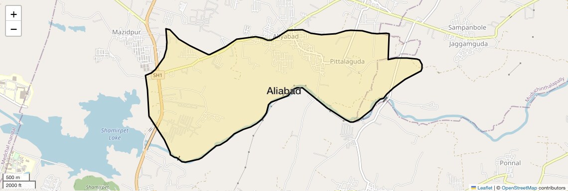 Location Map of Aliabad, Hyderabad