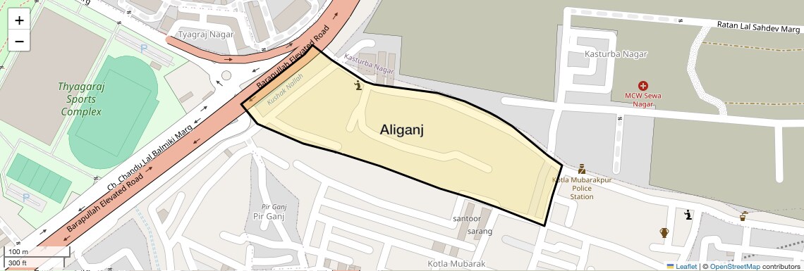 Location Map of Aliganj, Delhi