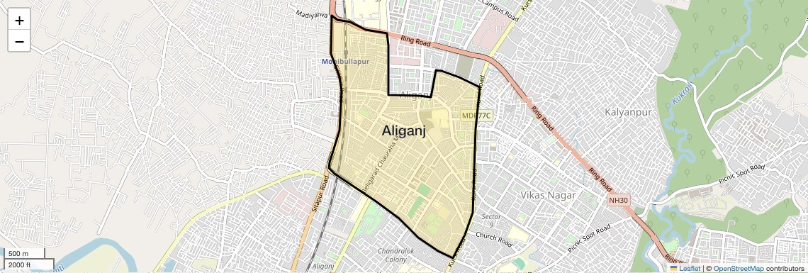 Location Map of Aliganj, Lucknow