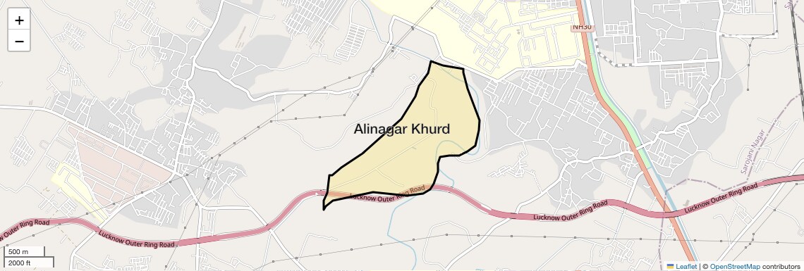 Location Map of Alinagar Khurd, Lucknow
