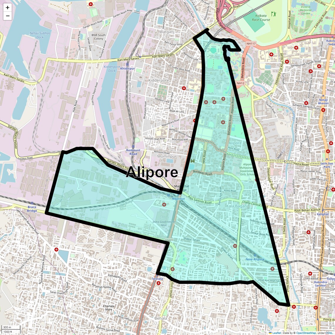 Location Map of Alipore, Kolkata