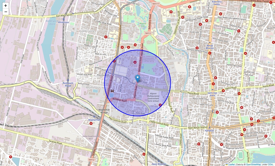 Location Map of Alipore Road, Kolkata