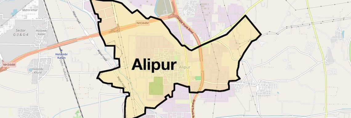 Location Map of Alipur, Delhi