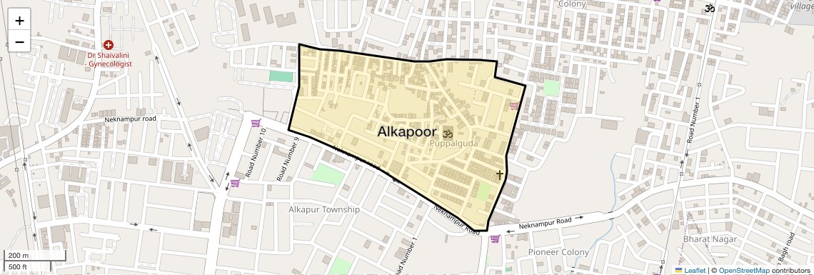Location Map of Alkapoor, Hyderabad