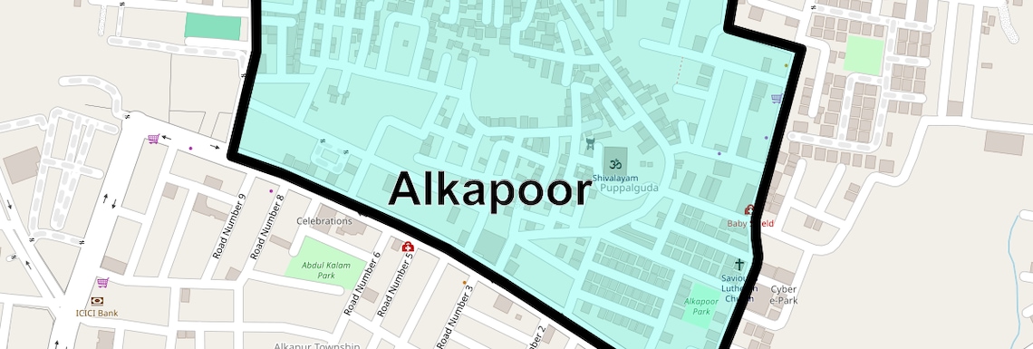 Location Map of Alkapoor, Hyderabad