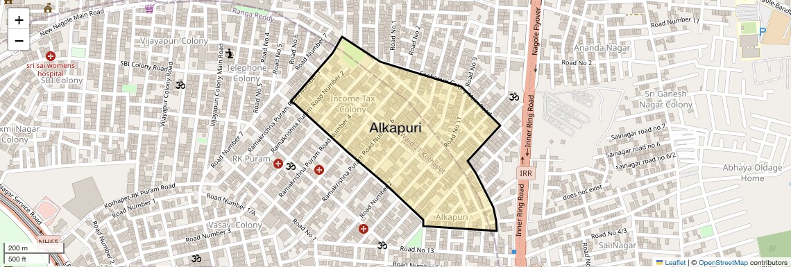 Location Map of Alkapuri, Hyderabad