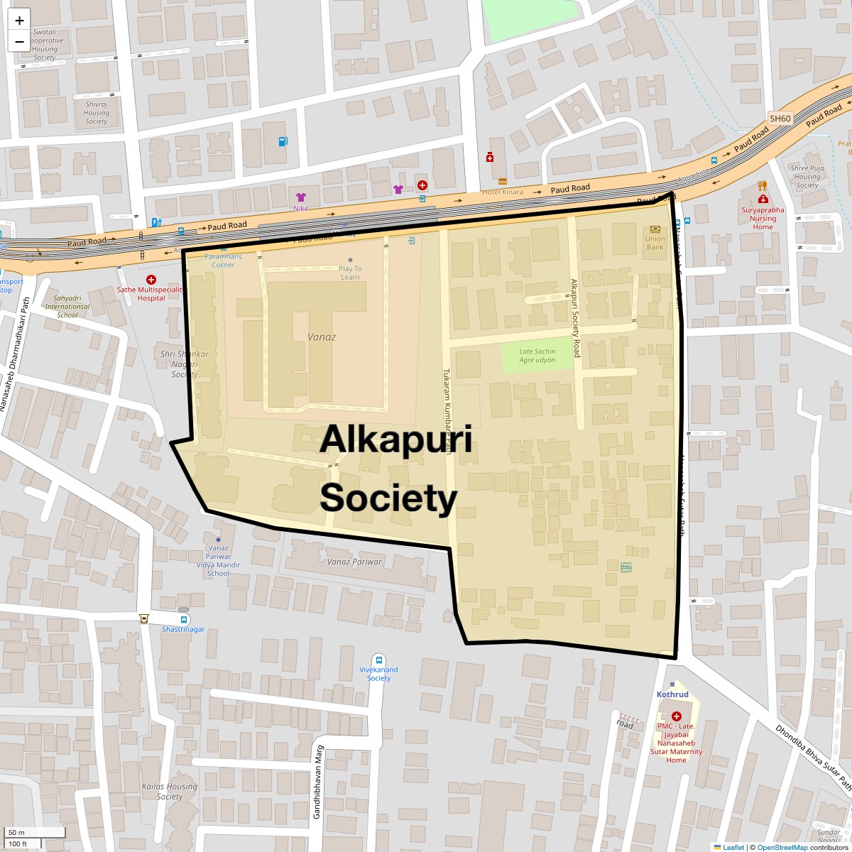 Location Map of Alkapuri Society, Pune