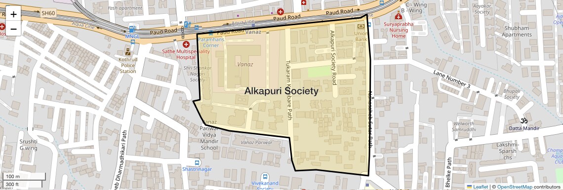 Location Map of Alkapuri Society, Pune