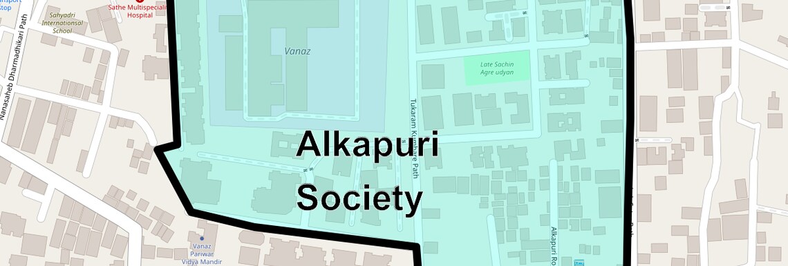 Location Map of Alkapuri Society, Pune