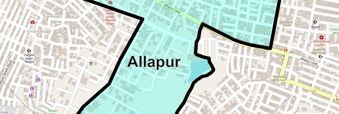 Location Map of Allapur, Hyderabad