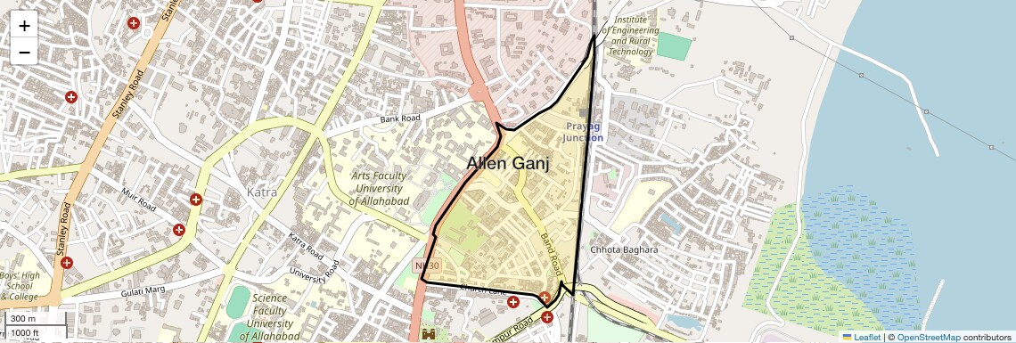 Location Map of Allen Ganj, Allahabad
