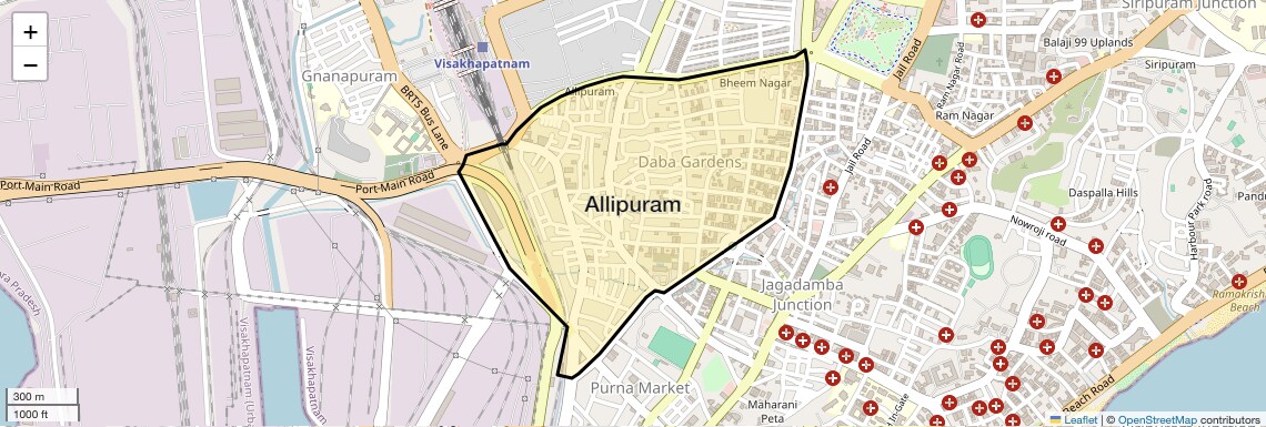 Location Map of Allipuram, Vizag