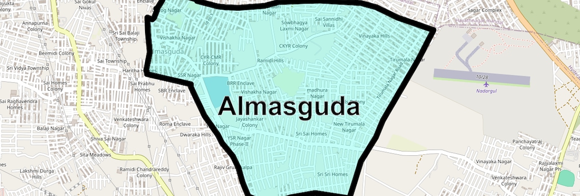 Location Map of Almasguda, Hyderabad