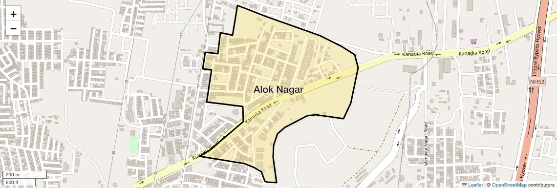 Location Map of Alok Nagar, Indore