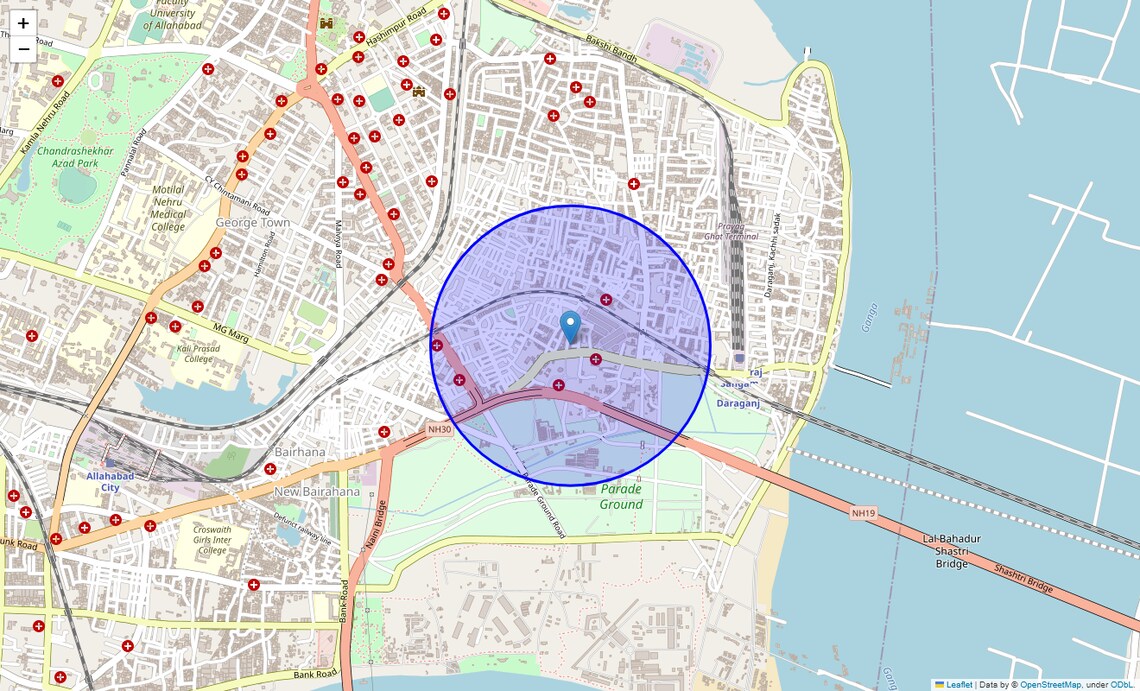 Location Map of Alopi Bagh, Allahabad