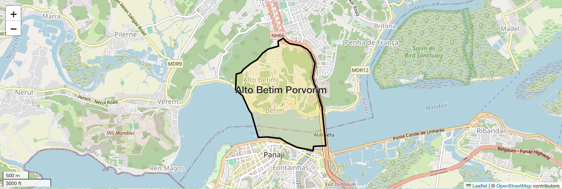 Location Map of Alto Betim Porvorim, Goa