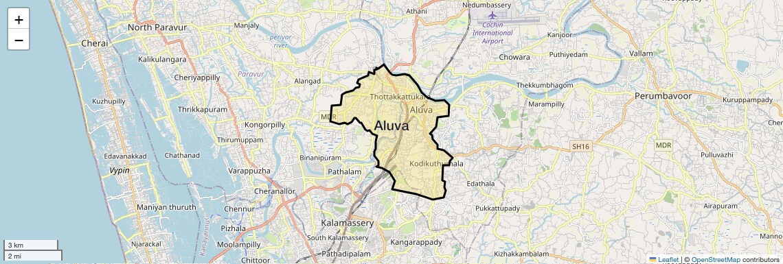 Location Map of Aluva, Kochi
