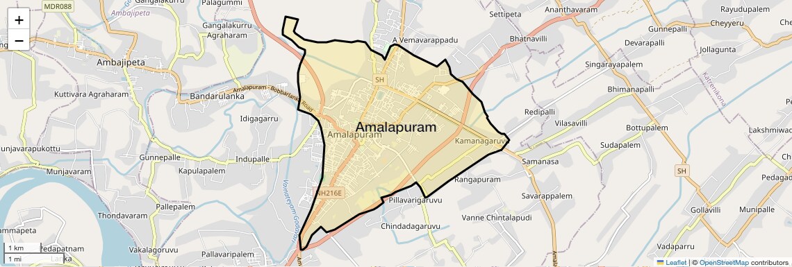 Location Map of Amalapuram, Vizag