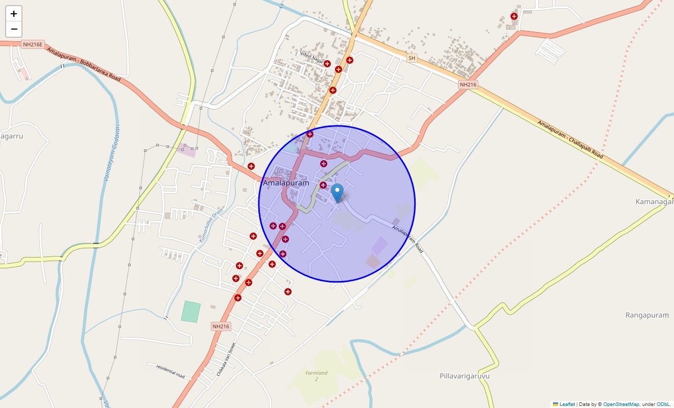 Location Map of Amalapuram, Vizag