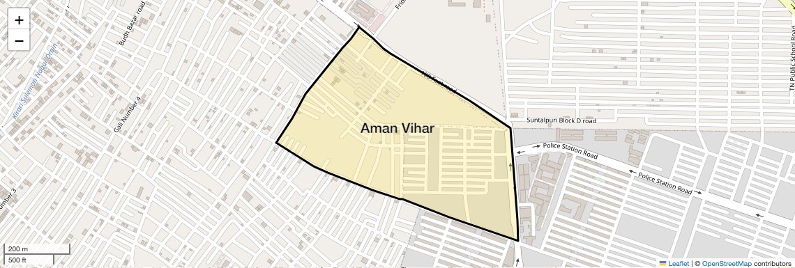 Location Map of Aman Vihar, Delhi