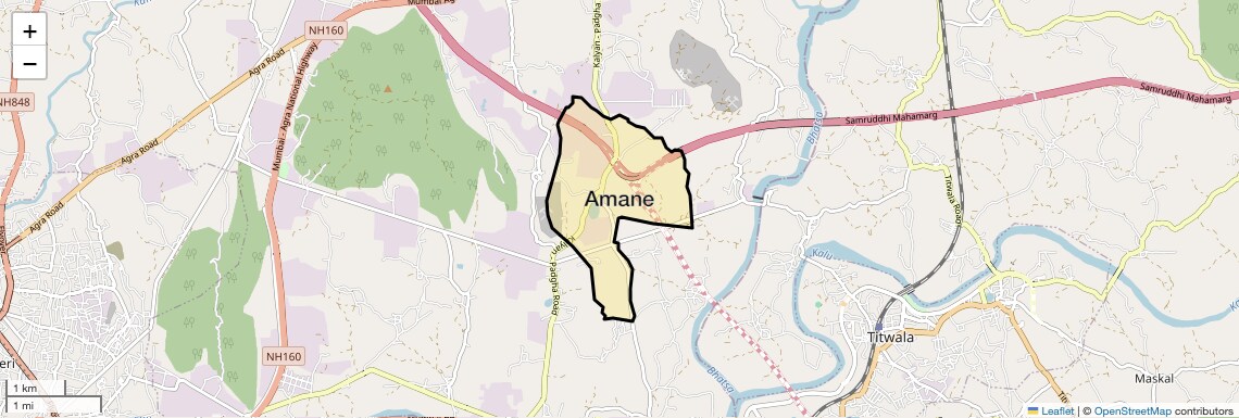 Location Map of Amane, Thane