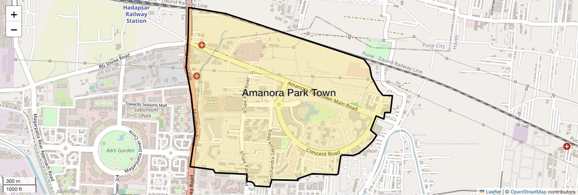 Location Map of Amanora Park Town, Pune