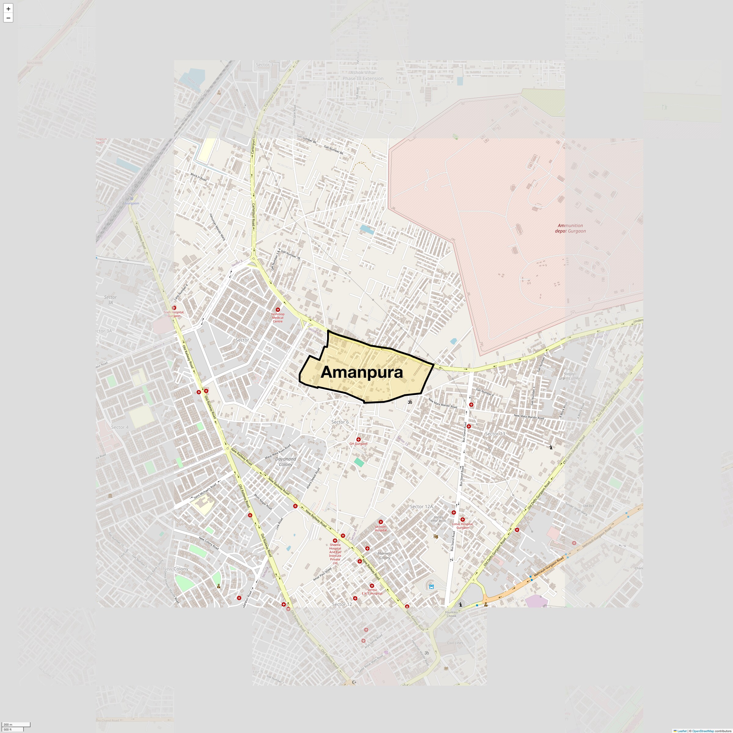 Location Map of Amanpura, Gurgaon