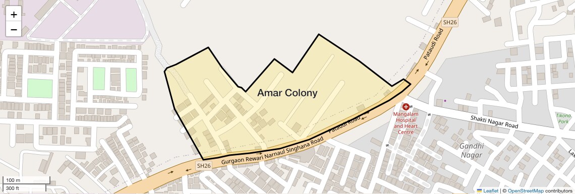 Location Map of Amar Colony, Gurgaon
