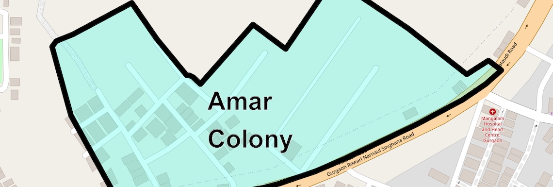 Location Map of Amar Colony, Gurgaon