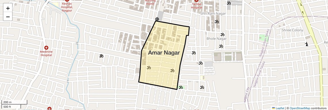 Location Map of Amar Nagar, Nagpur