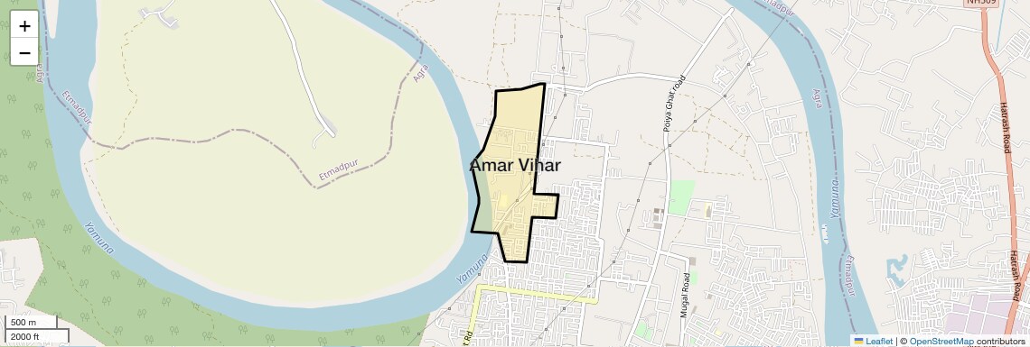 Location Map of Amar Vihar, Agra