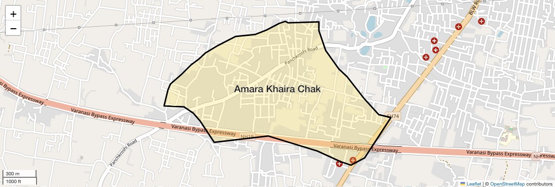 Location Map of Amara Khaira Chak, Varanasi