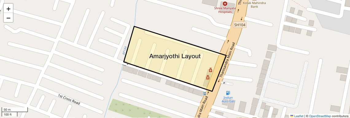 Location Map of Amarjyothi Layout, Bangalore