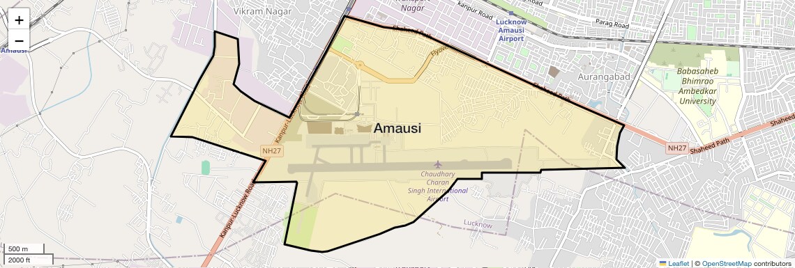 Location Map of Amausi, Lucknow