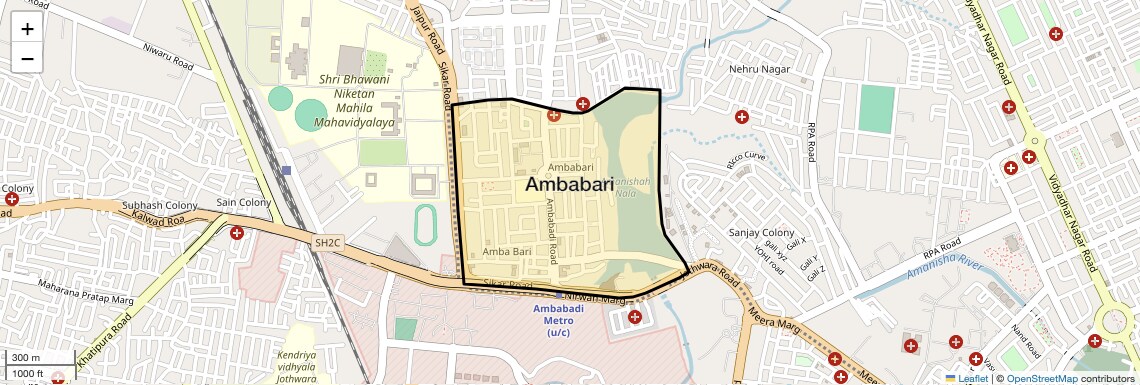 Location Map of Ambabari, Jaipur
