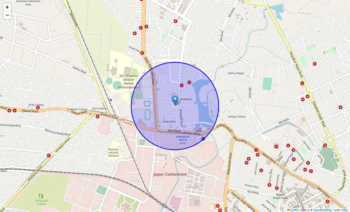Location Map of Ambabari, Jaipur