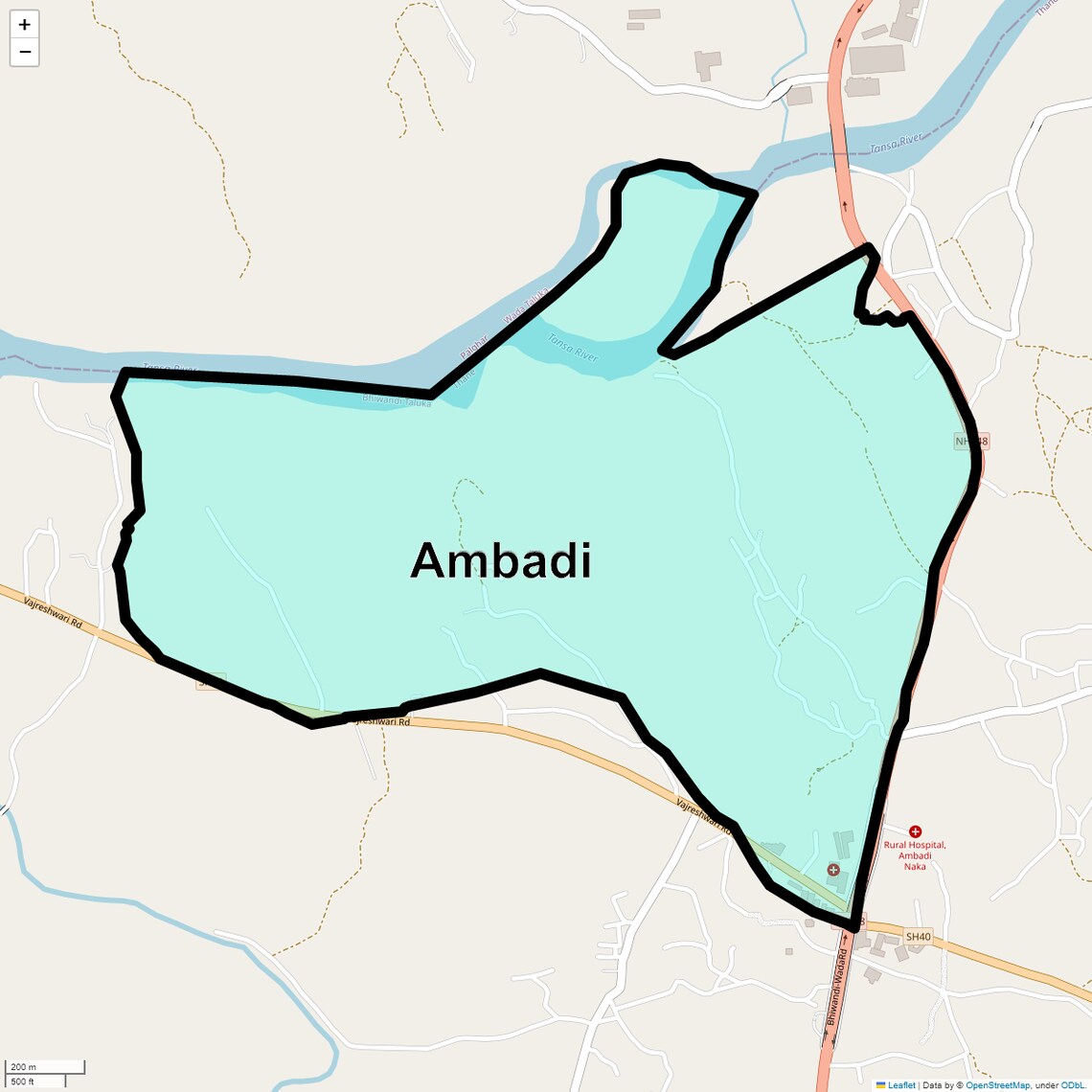 Location Map of Ambadi, Thane