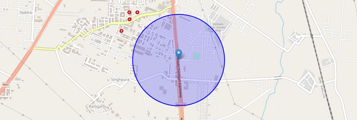 Location Map of Ambala Highway, Zirakpur