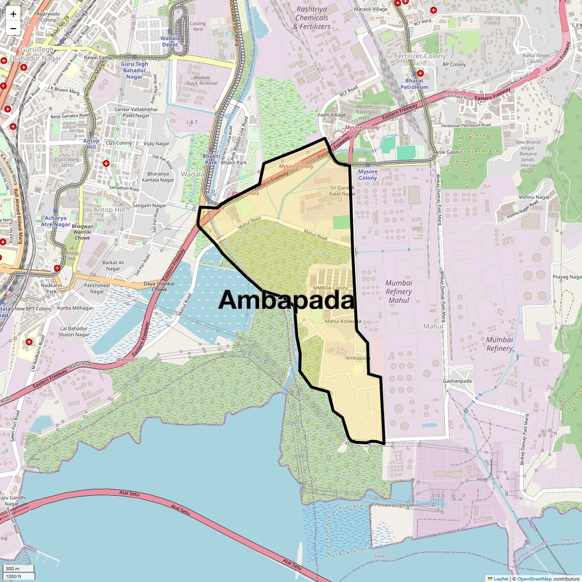 Location Map of Ambapada, Mumbai