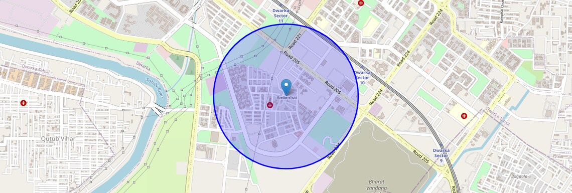 Location Map of Ambar Hai Village, Delhi