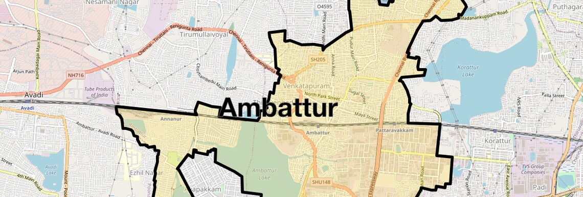 Location Map of Ambattur, Chennai