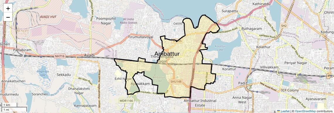 Location Map of Ambattur, Chennai