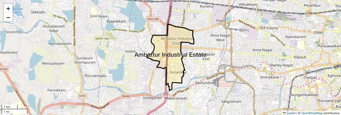 Location Map of Ambattur Industrial Estate, Chennai