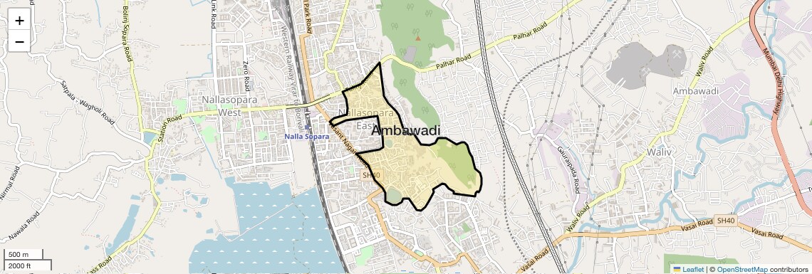 Location Map of Ambawadi, Palghar