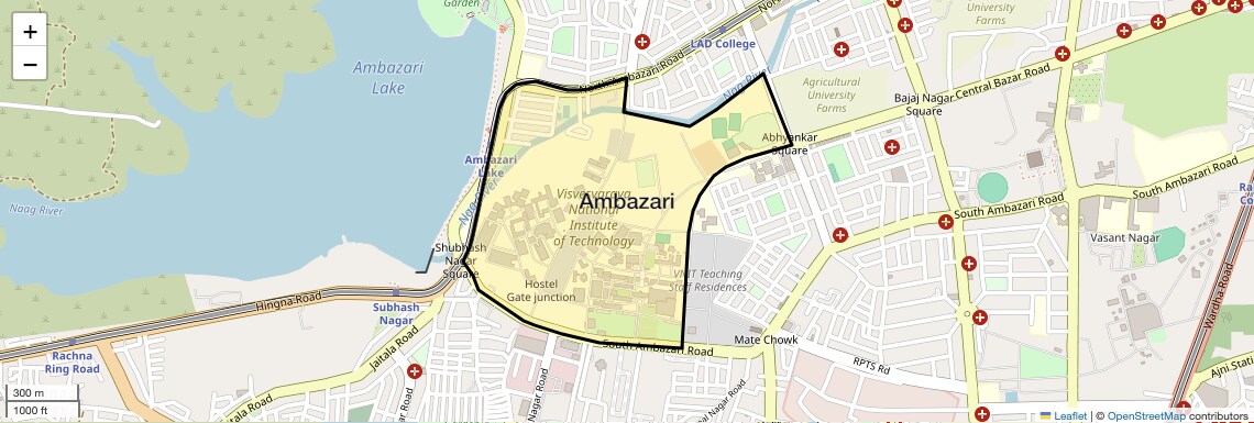Location Map of Ambazari, Nagpur