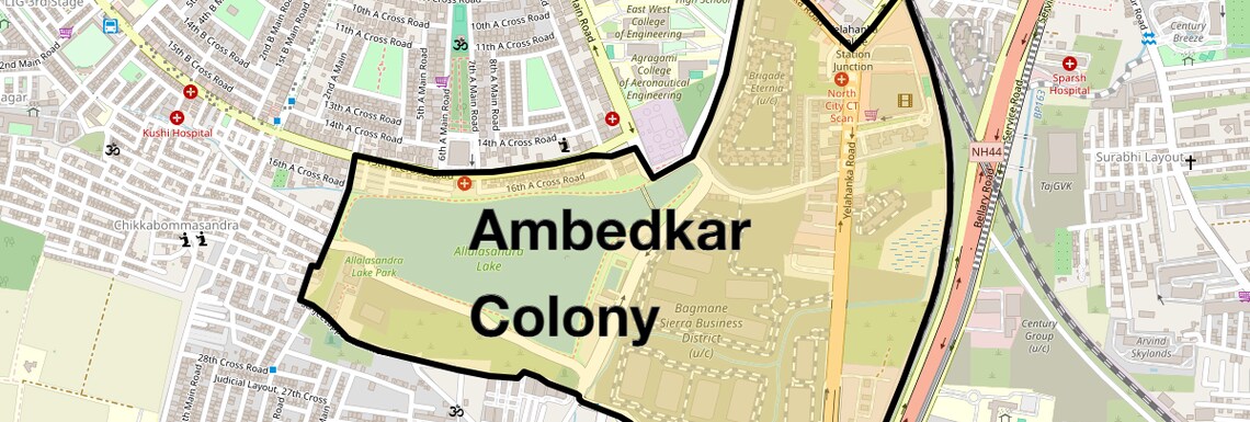 Location Map of Ambedkar Colony, Bangalore