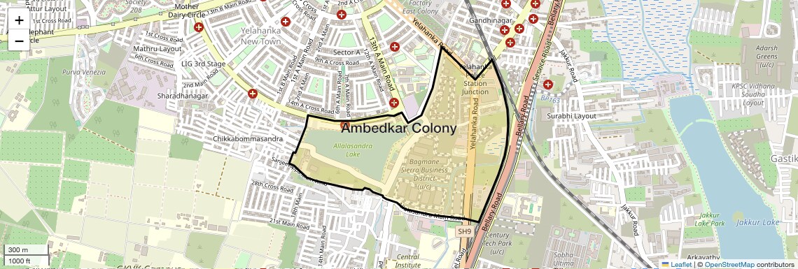 Location Map of Ambedkar Colony, Bangalore