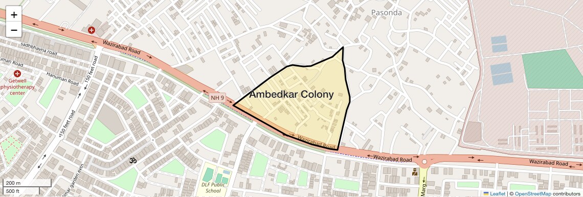 Location Map of Ambedkar Colony, Ghaziabad