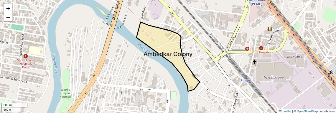 Location Map of Ambedkar Colony, Pune