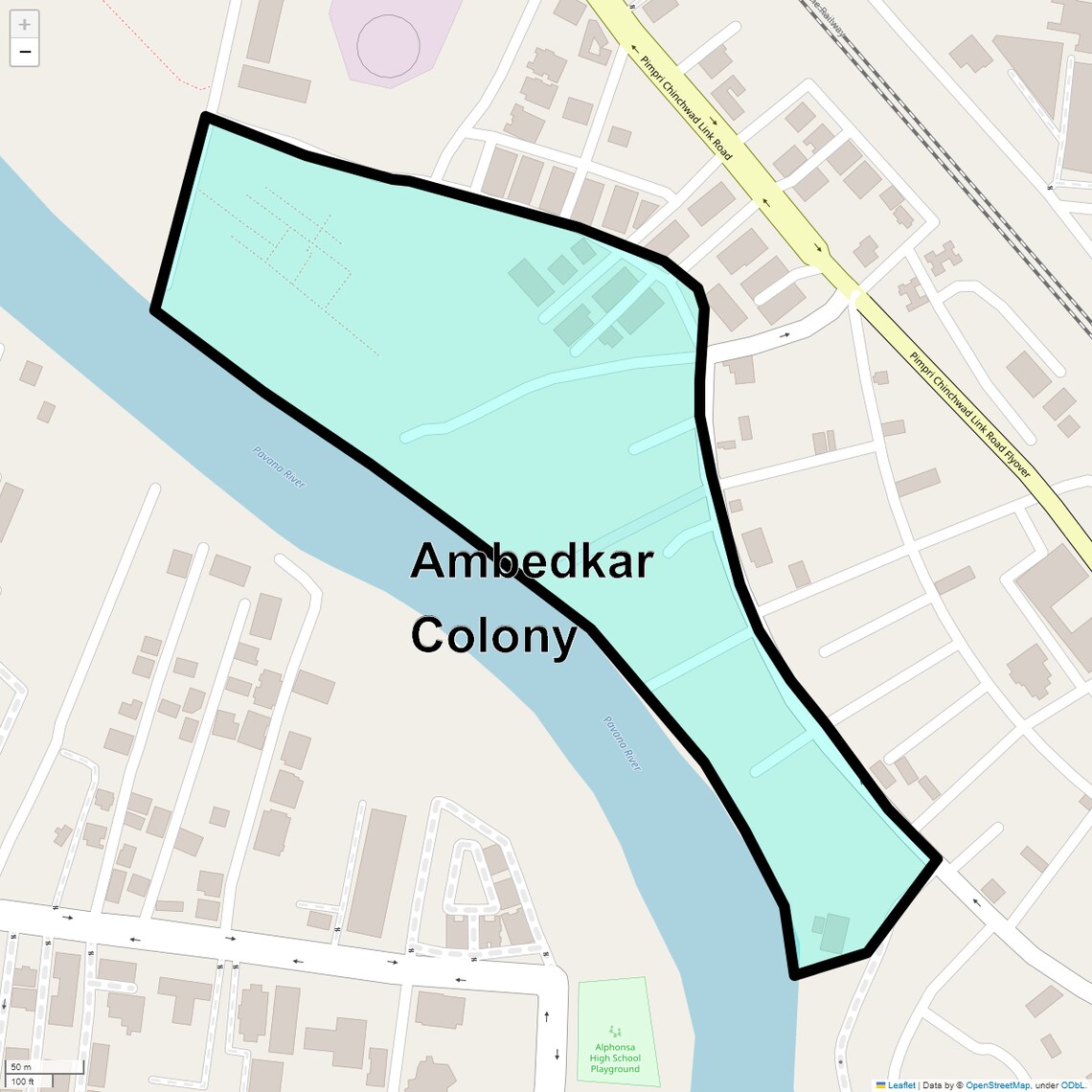 Location Map of Ambedkar Colony, Pune